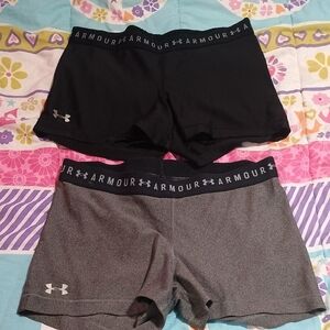 Under Armour Women's Black and Gray Athletic Shorts